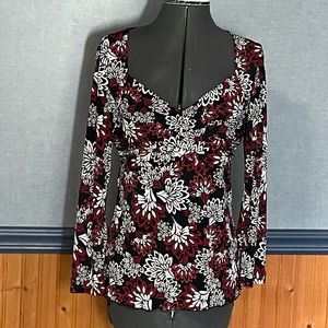 Cato long sleeve floral tie back top size small